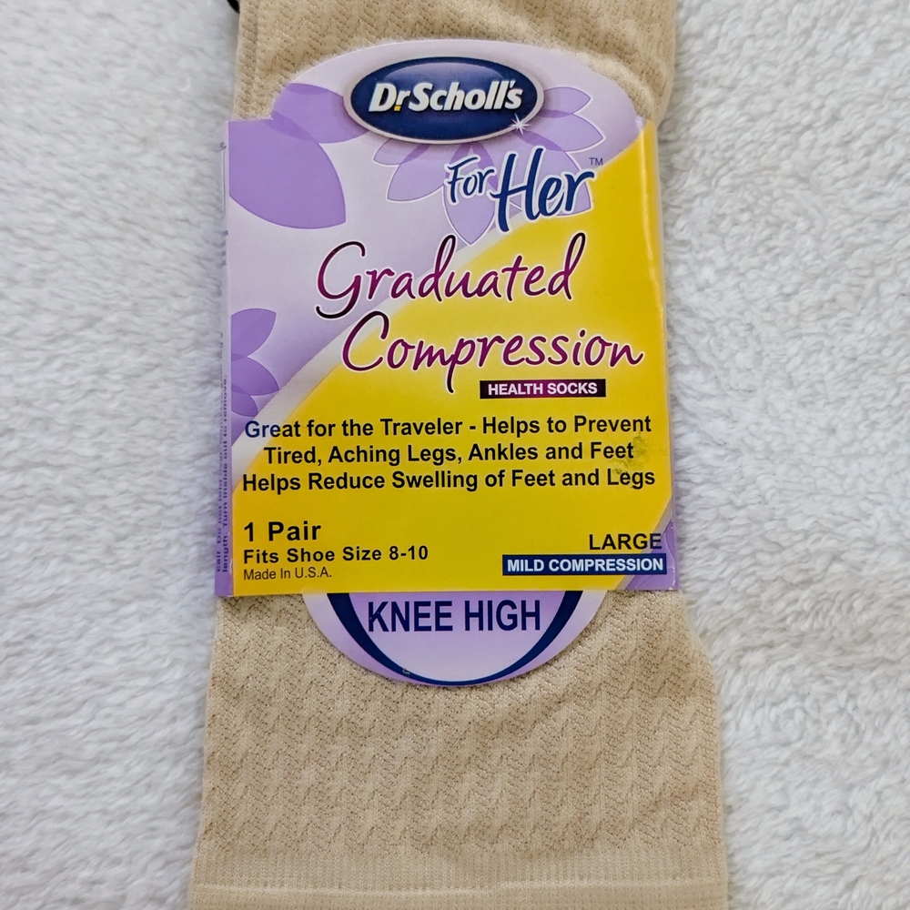 Dr. Scholl's For Her Compression Knee High Socks - Beige Sz 8-10